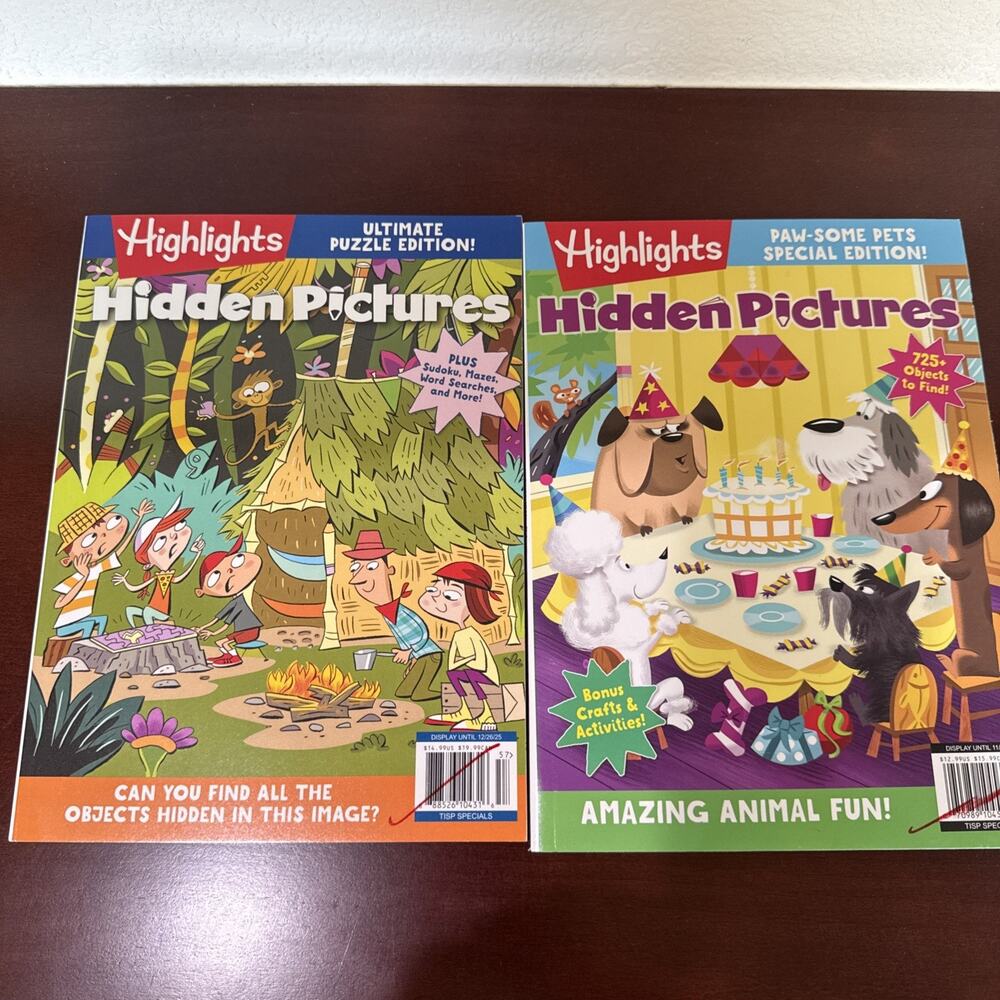 Highlights Hidden Pictures Book Ultimate Puzzle Paw-some Pets Editions Lot 2 NEW